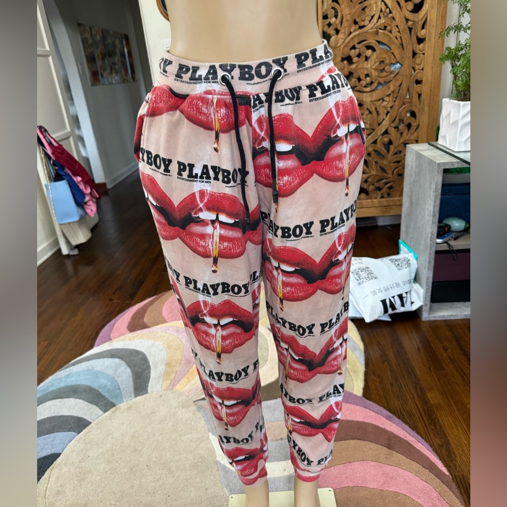 PLAYBOY cool graphic print joggers size 4